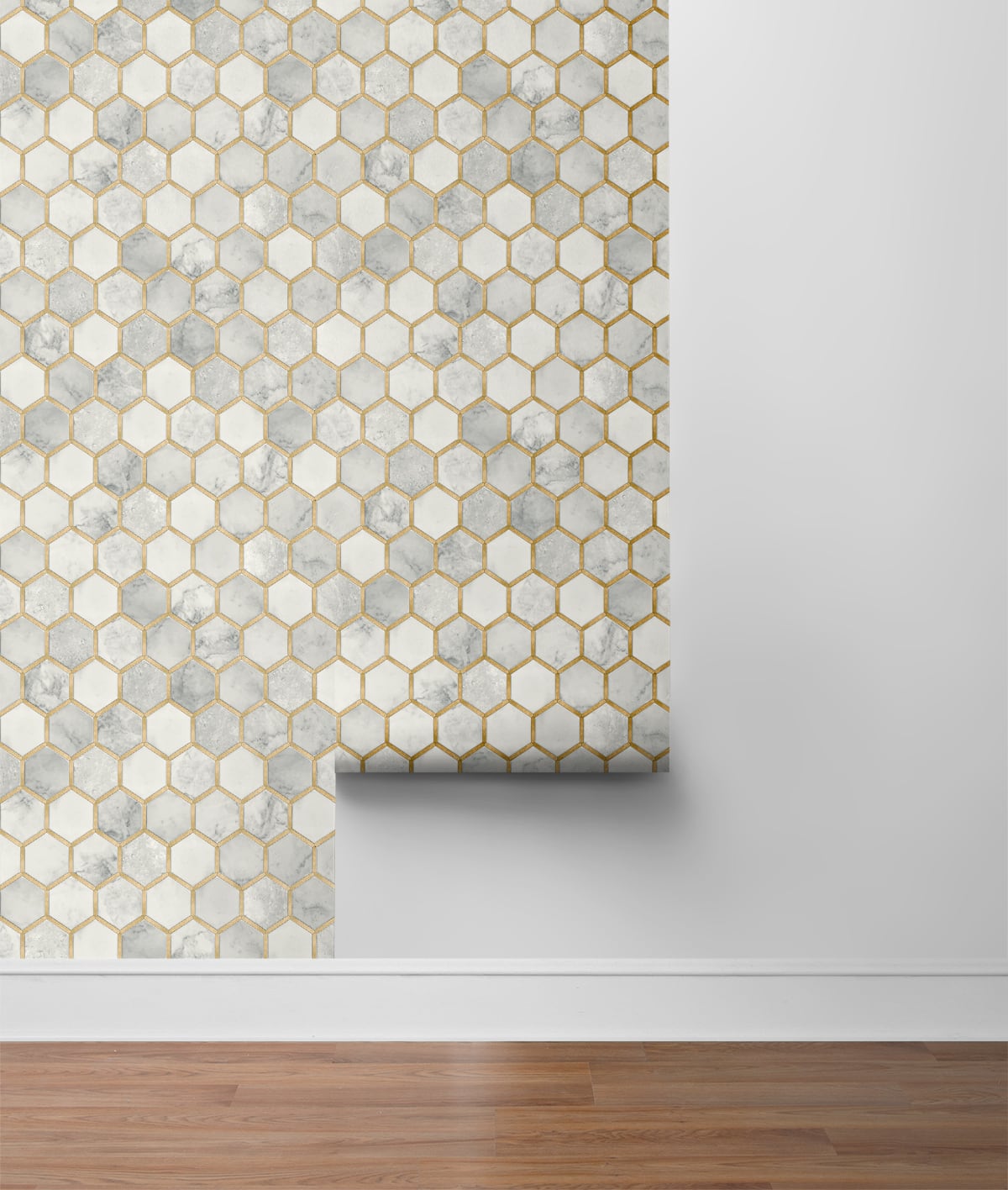 Inlay Hexagon Geometric Peel and Stick Removable Wallpaper