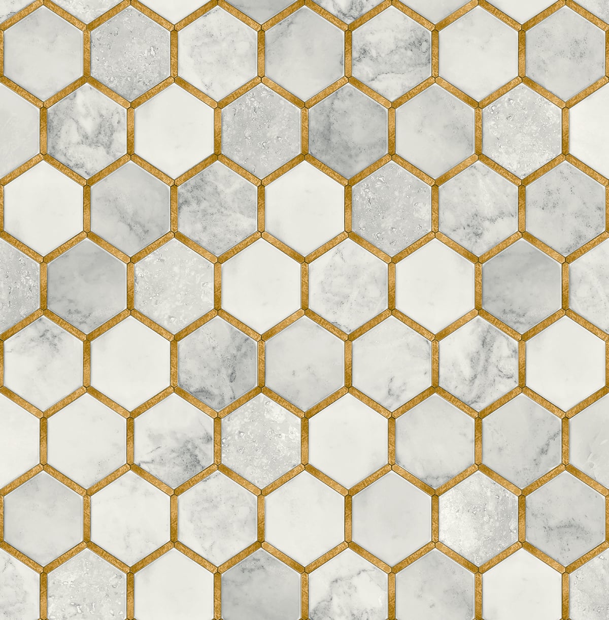 Inlay Hexagon Geometric Peel and Stick Removable Wallpaper