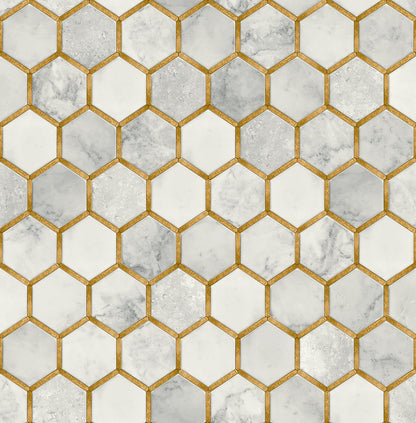 Inlay Hexagon Geometric Peel and Stick Removable Wallpaper