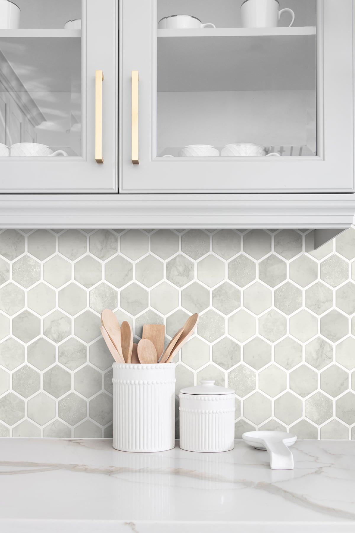 Inlay Hexagon Geometric Peel and Stick Removable Wallpaper