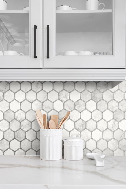 Inlay Hexagon Geometric Peel and Stick Removable Wallpaper