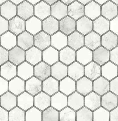 Inlay Hexagon Geometric Peel and Stick Removable Wallpaper