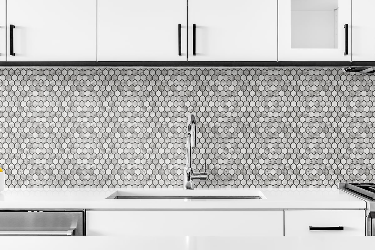 Marble Hexagon Faux Peel and Stick Removable Wallpaper