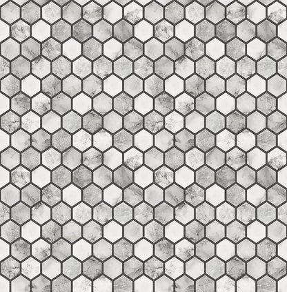 Marble Hexagon Faux Peel and Stick Removable Wallpaper