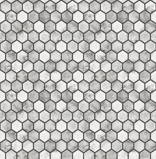 Marble Hexagon Faux Peel and Stick Removable Wallpaper