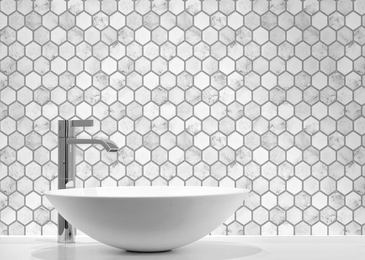 Marble Hexagon Faux Peel and Stick Removable Wallpaper