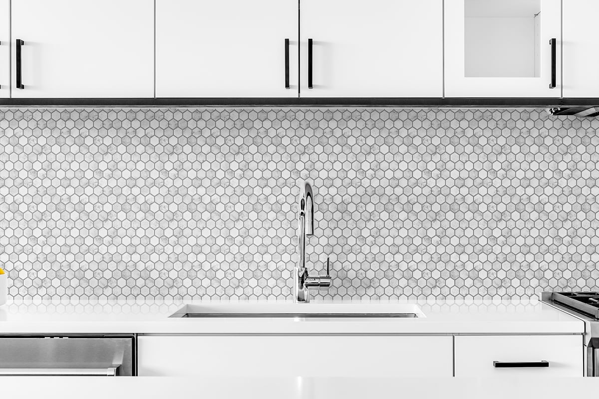 Marble Hexagon Faux Peel and Stick Removable Wallpaper