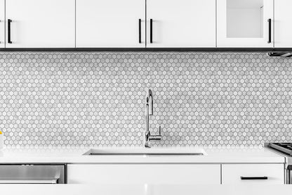 Marble Hexagon Faux Peel and Stick Removable Wallpaper