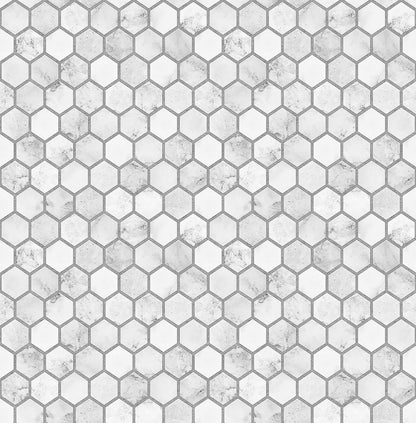 Marble Hexagon Faux Peel and Stick Removable Wallpaper