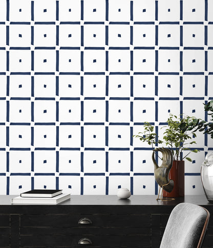 Check and Spot Geometric Peel and Stick Removable Wallpaper