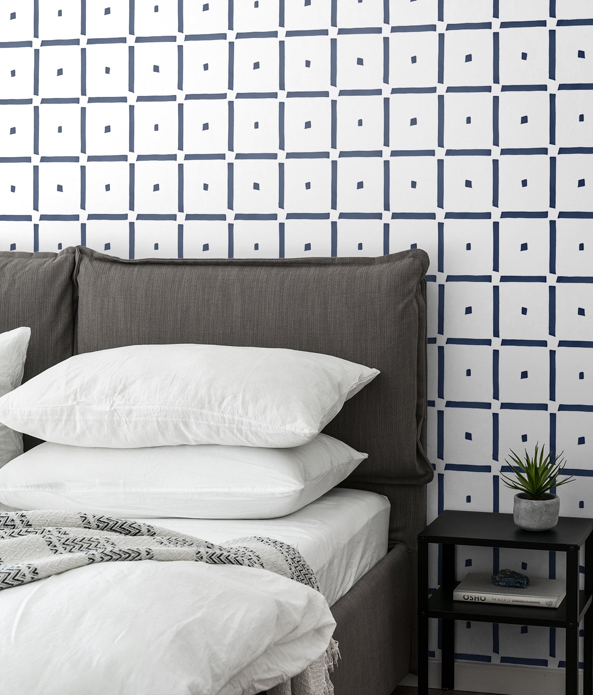 Check and Spot Geometric Peel and Stick Removable Wallpaper