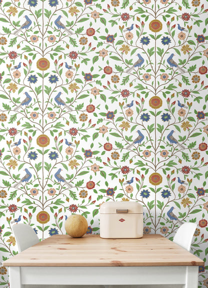 Bird Toile Peel and Stick Removable Wallpaper