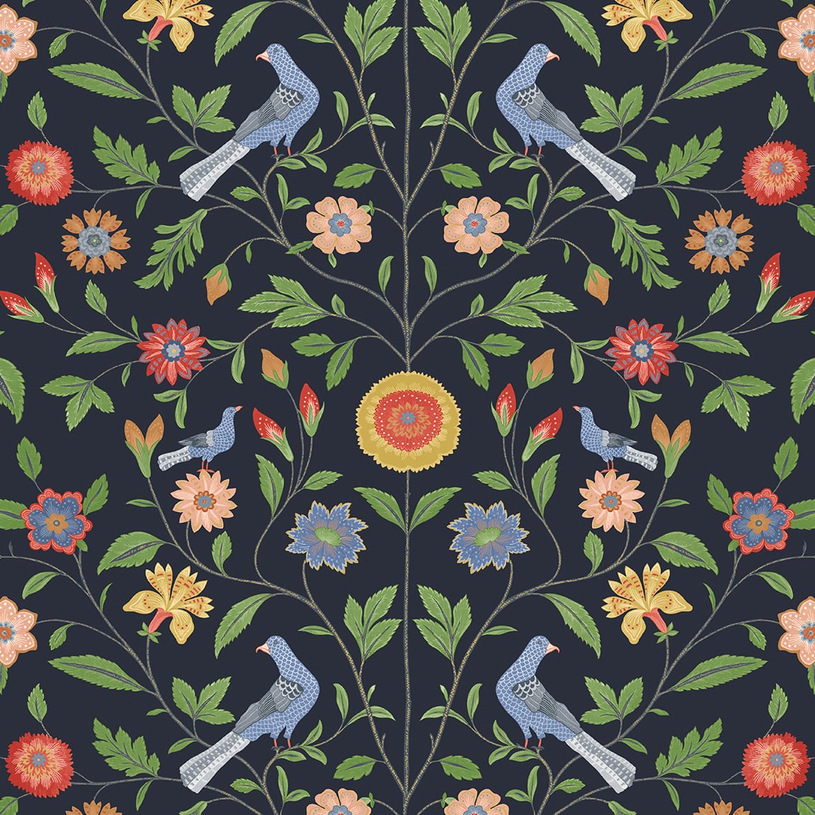 Bird Toile Peel and Stick Removable Wallpaper