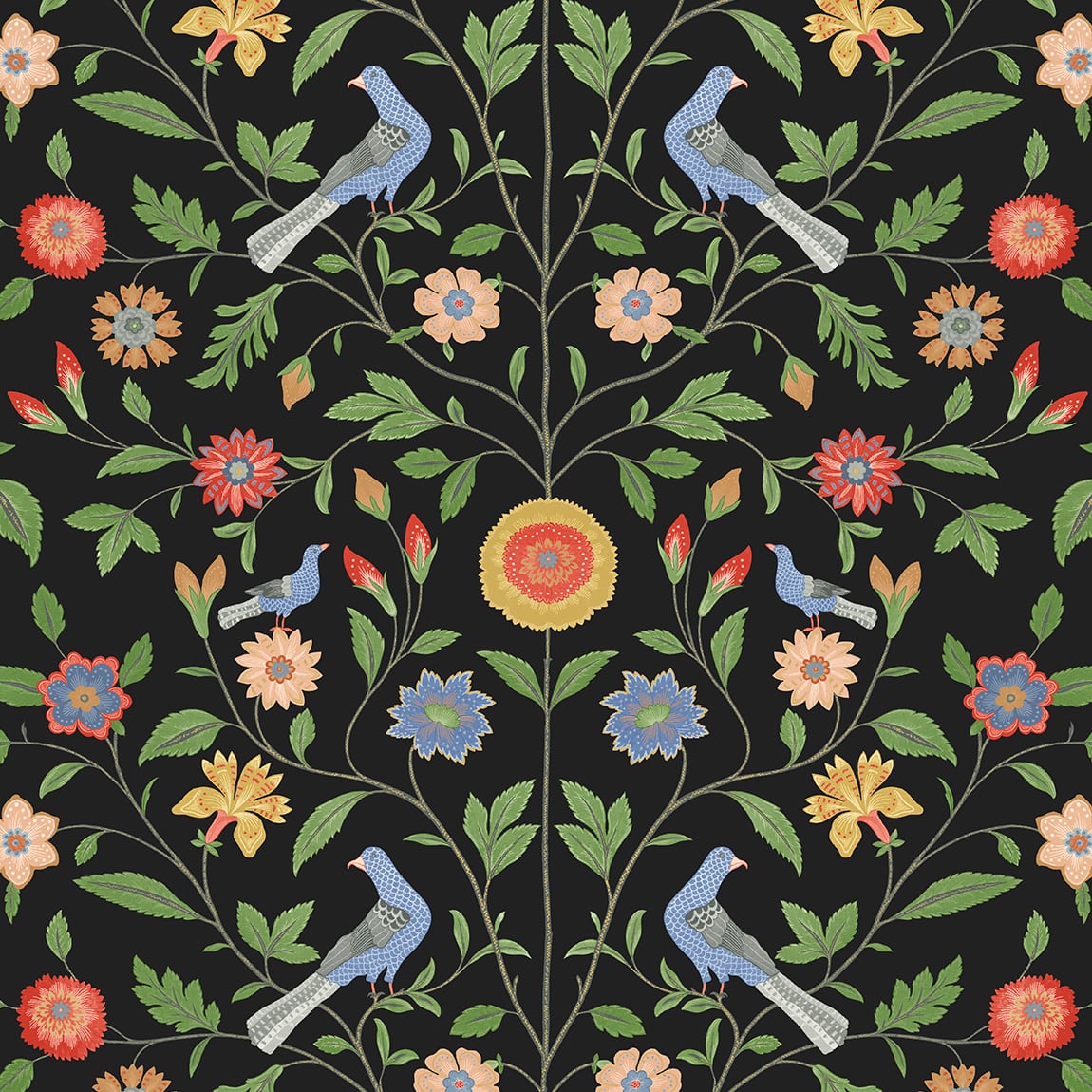 Bird Toile Peel and Stick Removable Wallpaper