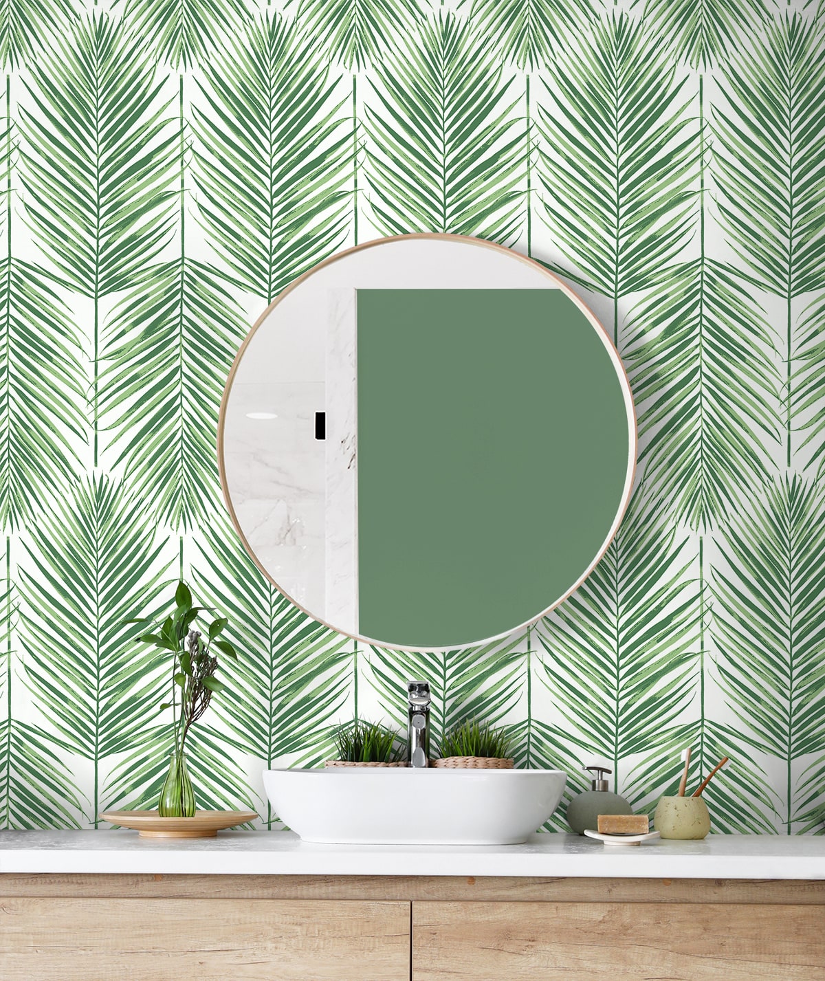 Paradise Palms Premium Screen Printed Peel and Stick Removable Wallpaper