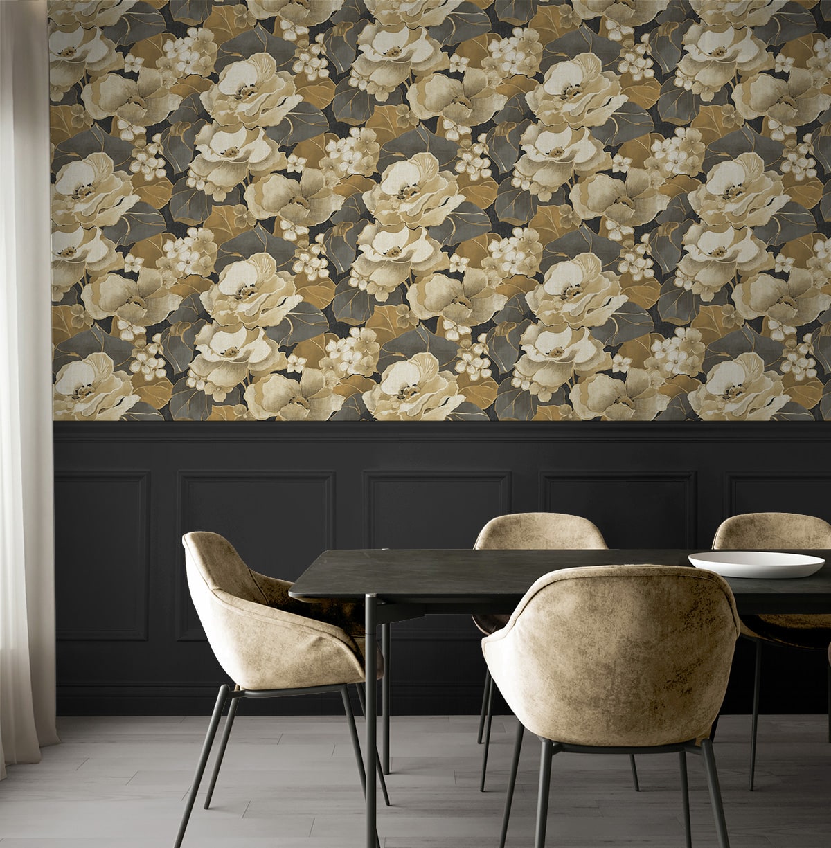 Nouveau Floral Peel and Stick Removable Wallpaper