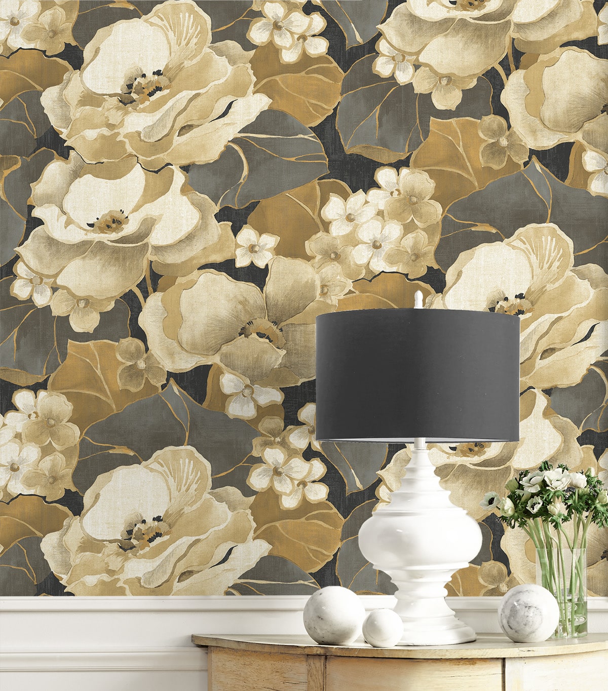 Nouveau Floral Peel and Stick Removable Wallpaper