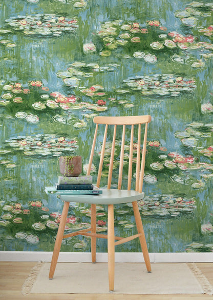 Lily Pond Impressionistic Peel and Stick Removable Wallpaper