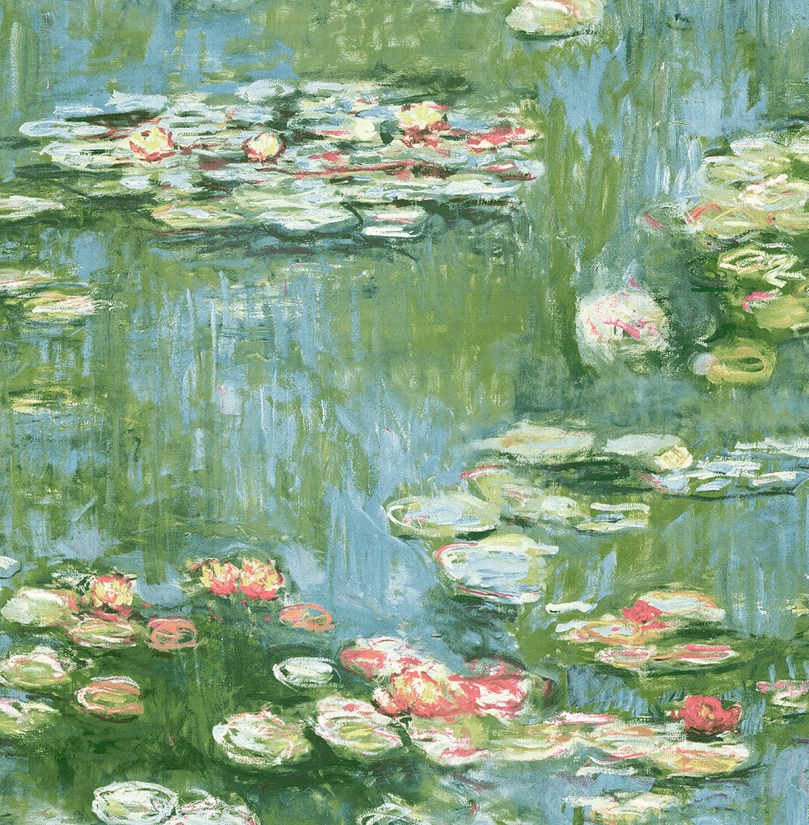 Lily Pond Impressionistic Peel and Stick Removable Wallpaper