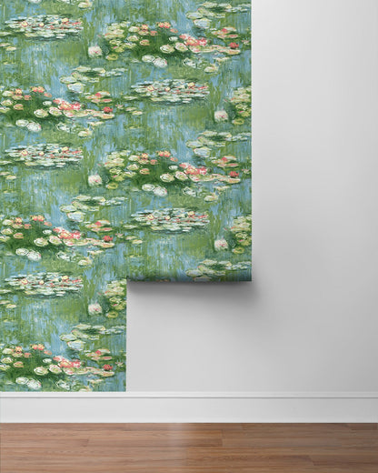 Lily Pond Impressionistic Peel and Stick Removable Wallpaper