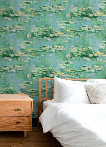 Lily Pond Impressionistic Peel and Stick Removable Wallpaper