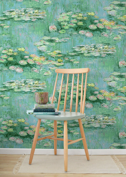 Lily Pond Impressionistic Peel and Stick Removable Wallpaper