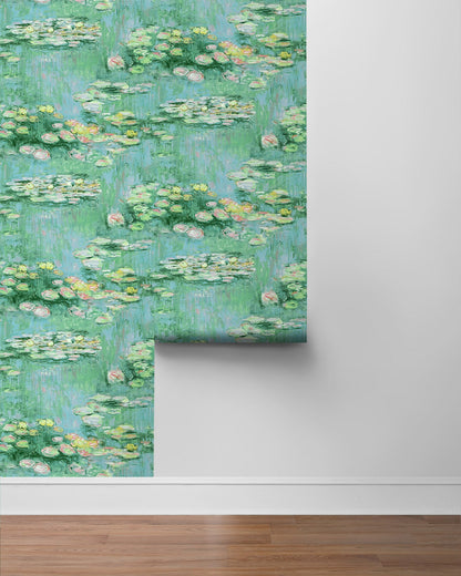 Lily Pond Impressionistic Peel and Stick Removable Wallpaper