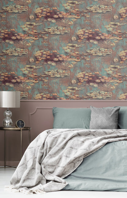 Lily Pond Impressionistic Peel and Stick Removable Wallpaper