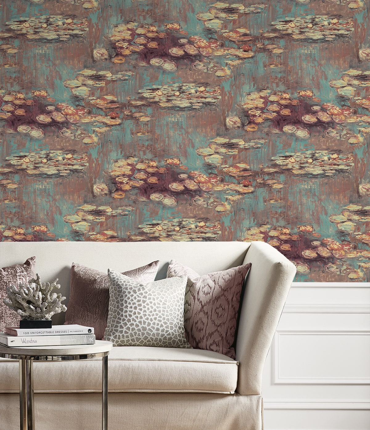 Lily Pond Impressionistic Peel and Stick Removable Wallpaper
