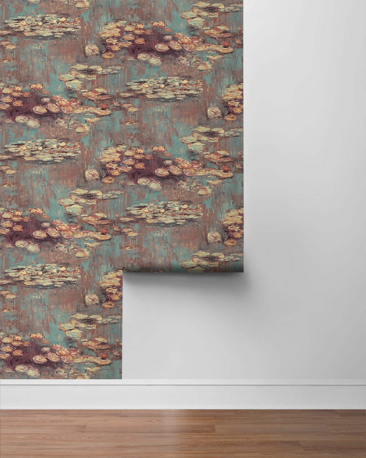 Lily Pond Impressionistic Peel and Stick Removable Wallpaper