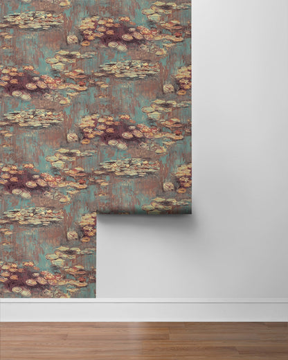 Lily Pond Impressionistic Peel and Stick Removable Wallpaper