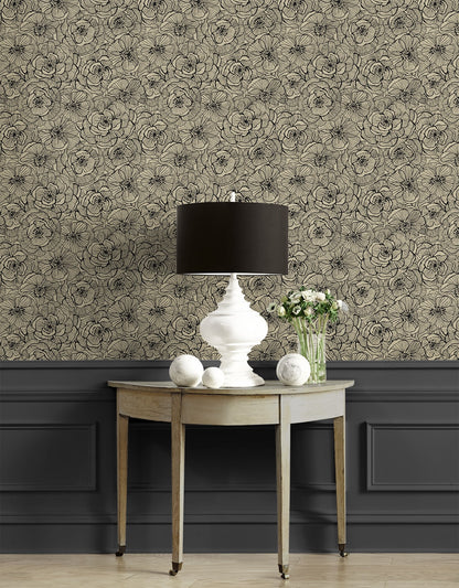 Ellie Graphic Floral Premium Screen Printed Peel and Stick Removable Wallpaper