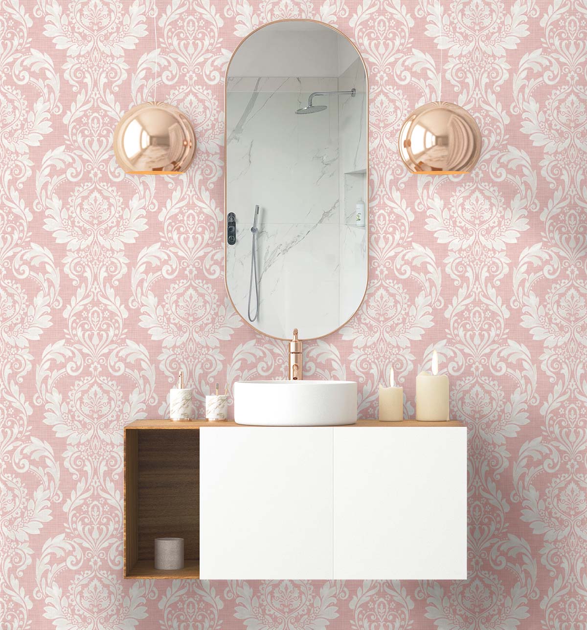Cora Damask Peel and Stick Removable Wallpaper