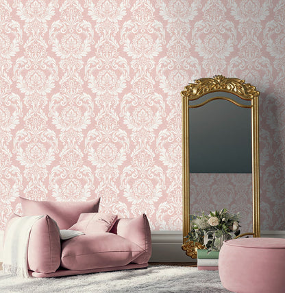 Cora Damask Peel and Stick Removable Wallpaper