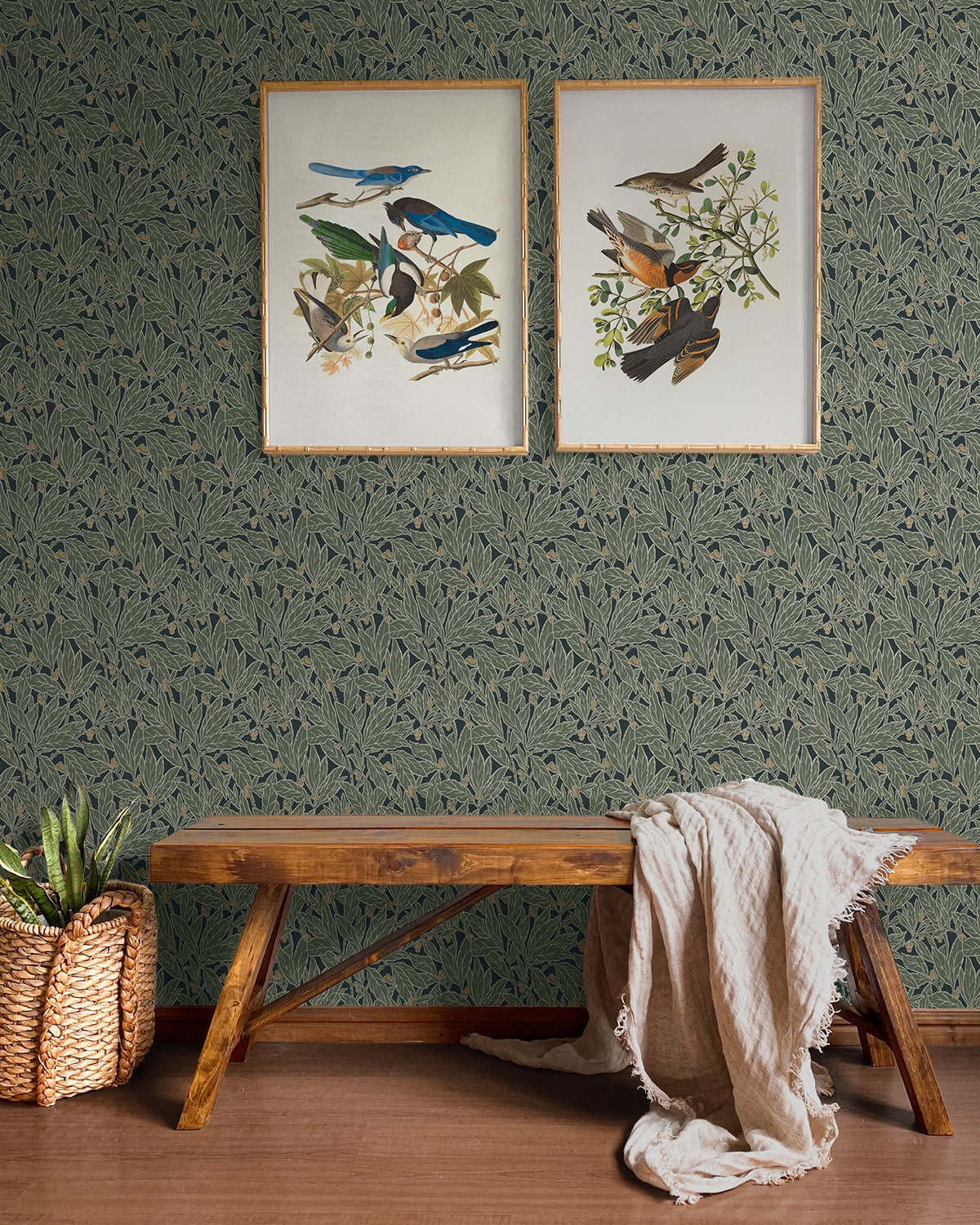 Berry and Leaf Vintage Premium Peel and Stick Removable Wallpaper