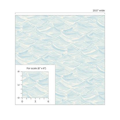 Bayside Waves Coastal Peel and Stick Removable Wallpaper