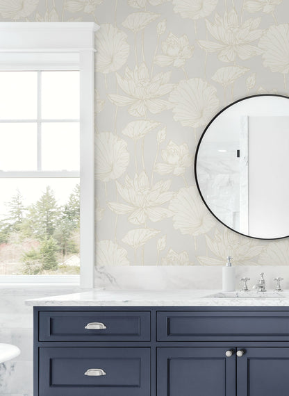 Lotus Garden Floral Premium Peel and Stick Removable Wallpaper