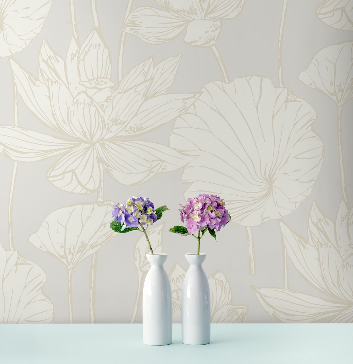 Lotus Garden Floral Premium Peel and Stick Removable Wallpaper