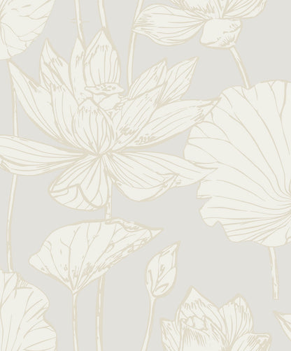 Lotus Garden Floral Premium Peel and Stick Removable Wallpaper
