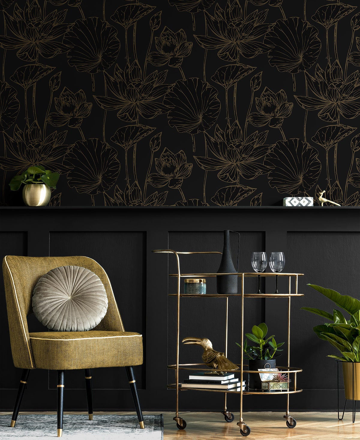 Lotus Garden Floral Premium Peel and Stick Removable Wallpaper