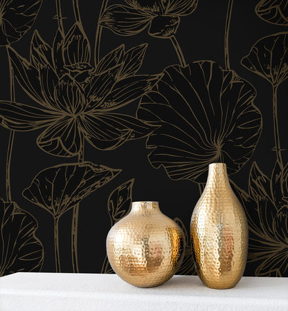 Lotus Garden Floral Premium Peel and Stick Removable Wallpaper