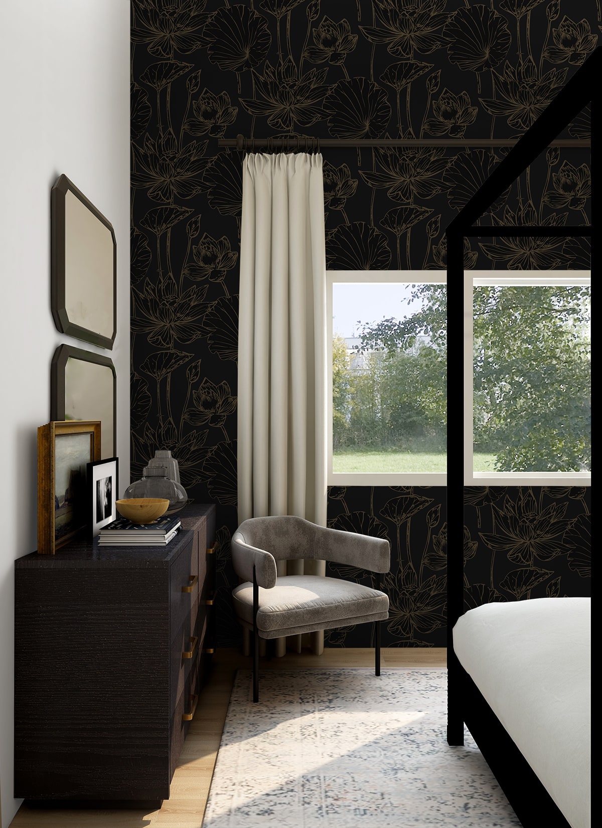 Lotus Garden Floral Premium Peel and Stick Removable Wallpaper
