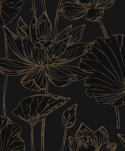 Lotus Garden Floral Premium Peel and Stick Removable Wallpaper