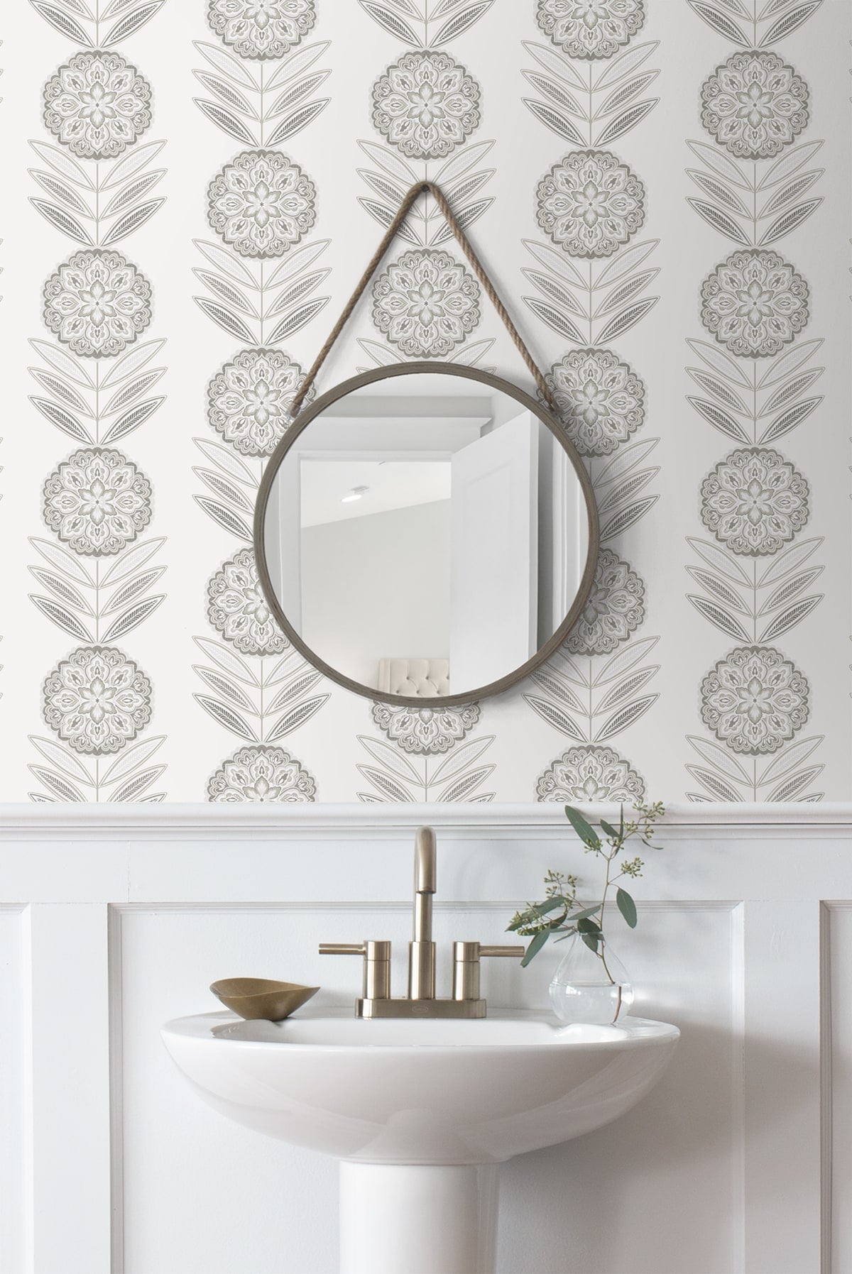 Folk Flowers Premium Peel and Stick Removable Wallpaper