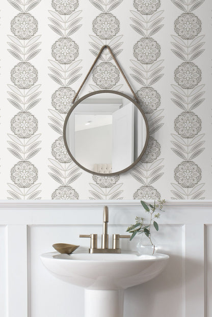 Folk Flowers Premium Peel and Stick Removable Wallpaper