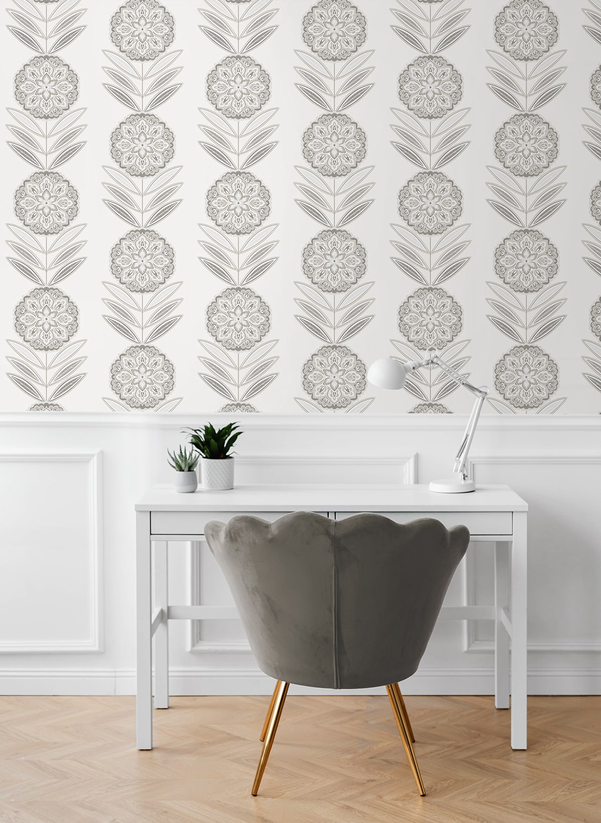 Folk Flowers Premium Peel and Stick Removable Wallpaper