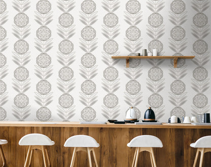 Folk Flowers Premium Peel and Stick Removable Wallpaper