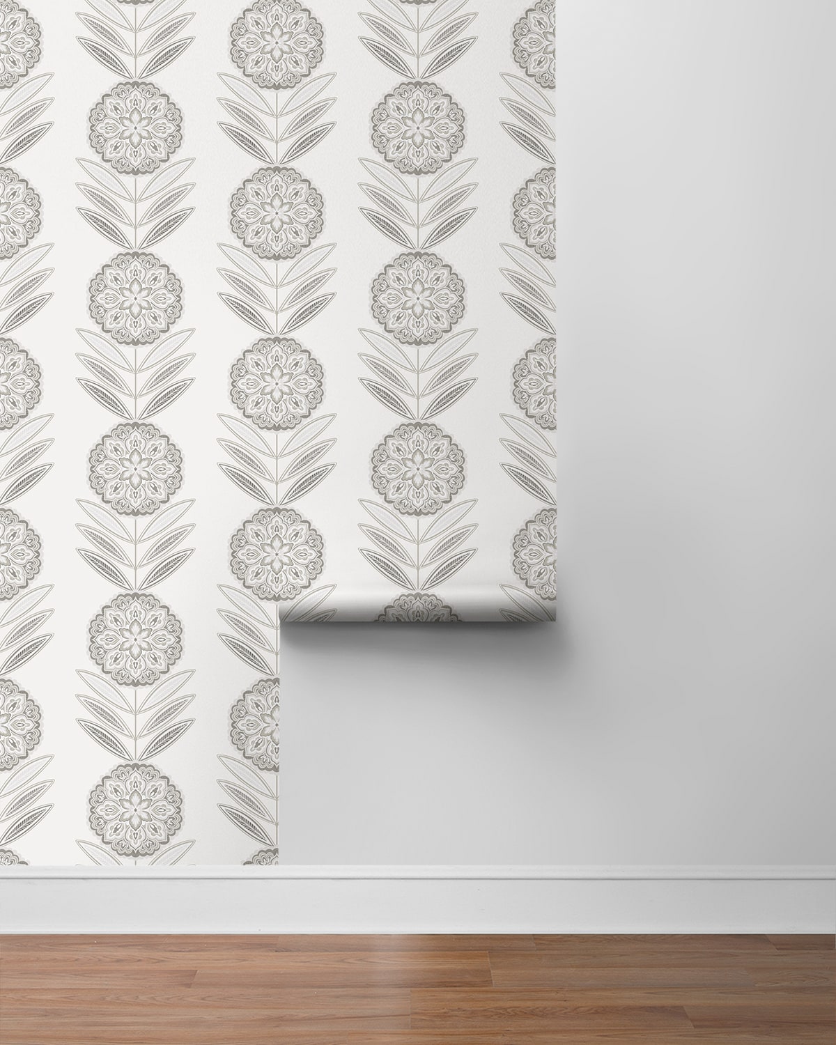 Folk Flowers Premium Peel and Stick Removable Wallpaper