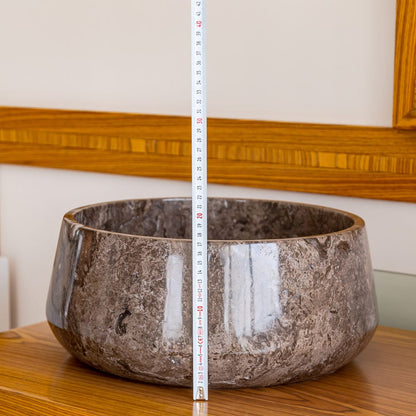 Narcist Brown Marble Vessel Sink High-Gloss Polished (D)16" (H)6.5"