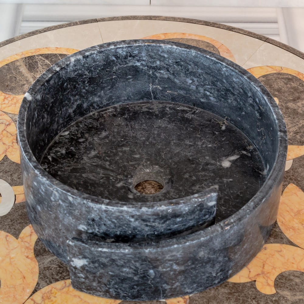 Natural Stone Black Marble Design Above Vanity Bathroom Sink Polished